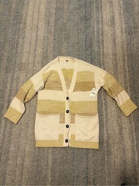Free People Grains Combo Striped Cardigan Sweater XS NWT $148 Boho Chunky Knit